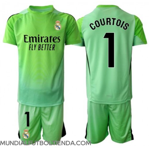 Camiseta Real Madrid Thibaut Courtois #1 Portero Segunda Equipación Replica 2025-26 para niños mangas cortas (+ Pantalones cortos)
